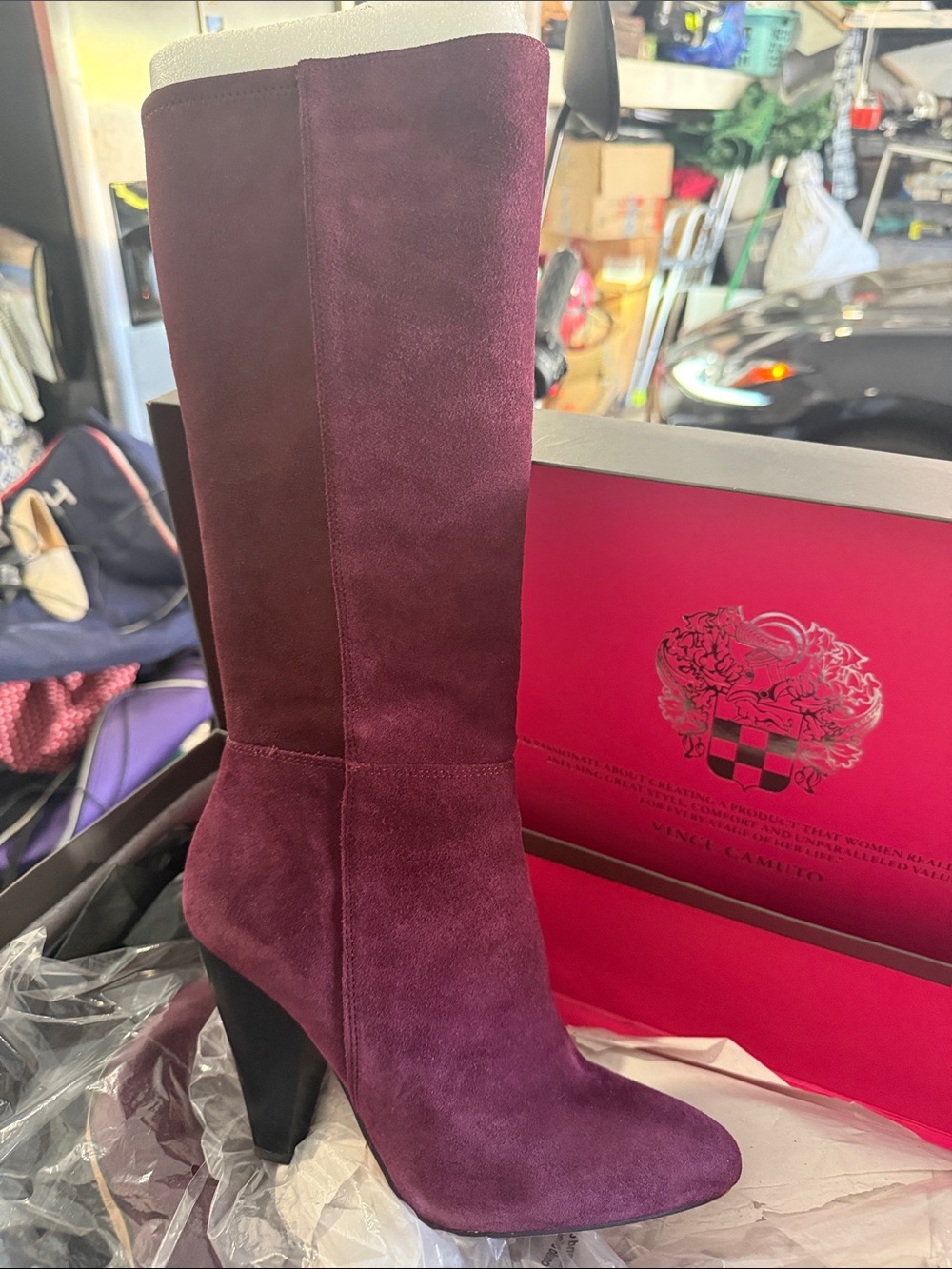 Vince Camuto Tall Suede Knee Boot in Deep Burgundy